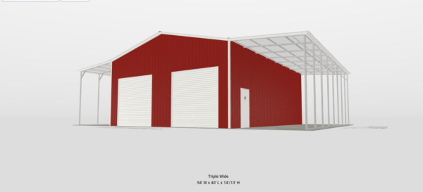 Metal Building Garage 54x40x14/13 With Lean Too’s