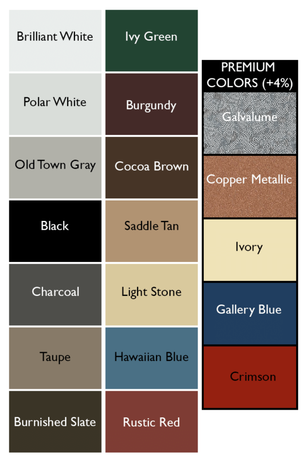 Color Chart For Metal Buildings