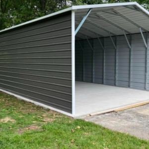 18x25x8 Metal Carport Boxed Eave Roof Enclosed Sides